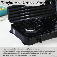 Melko Melko Gaskocher Gaskocher Campingkocher 2 flammig Gasherdplatte Camping Kochfeld, (1-St), Flamme stufenlos regulierbar durch Drehknopf Газовая плита Melko, газовая плита, походная плита, 2 пламени, газовая плита, походная плита, (1 шт.), пламя плав