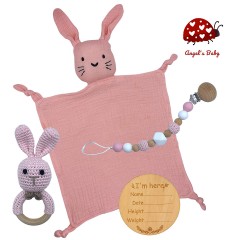 Angels Baby Baby Geschenkset mit Schnullerkette und Schnuffeltuch 4 teilig Детский подарочный набор с цепочкой для пустышки и одеялом