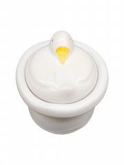 Шкатулка винтажная Apilco Terrine с гусенком на крышке, фарфор, 7 х 7 см, Франция, 1970-80гг.