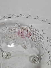 Фруктовница винтажная большая Walther Glas "Роза" на ножках, стекло, 21 см, Германия, 1970-80гг.