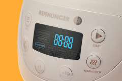 Reishunger Reishunger Reiskocher Digitaler Mini Reiskocher, 350 W, Dampfeinsatz, Messbecher, Reisloffel, Timer- und Warmhaltefunktion Grau Рисоварка Reishunger цифровая мини-рисоварка, 350 Вт, паровая вставка, мерный стакан, ложка для риса, таймер и функц