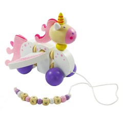dubistda Holz-Ziehtier Einhorn personalisiert mit Name Деревянная игрушка единорог с именем