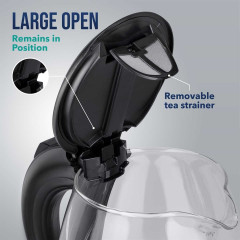 TRESKO TRESKO Wasserkocher 1,7 l 2200 W Glas Wasserkocher LED-Beleuchtung / BPA -frei, 1,7 l, 2200 W, / 360° Edelstahl Sockel / Abschaltautomatik / Filter Чайник TRESKO 1,7 л, 2200 Вт стеклянный чайник со светодиодной подсветкой / без BPA, 1,7 л, 2200 Вт