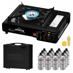 HOMELUX HOMELUX Gaskocher Gas Campingkocher 2,2 KW Gaskocher Set 227g Gaskartuschen, (12-St), 2,2 KW  HOMELUX газовая плита походная газовая плита 2,2 кВт комплект газовых плит газовые баллончики 227 г (12 шт.), 2,2 кВт