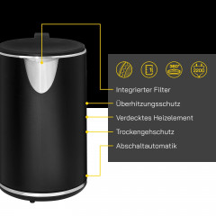 Gutfels Gutfels Wasserkocher WATER 2020, 2200 W, Doppelwandig, 1 Liter Fullvolumen, 360° Sockel, integrierter Filter Чайник Gutfels WATER 2020, 2200 Вт, с двойными стенками, полный объем 1 литр, основание 360°, встроенный фильтр