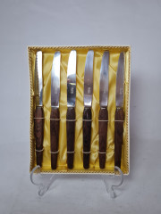 Rostfrei Solingen Набор ножей с деревянной ручкой в оригинальном коробке, 6 шт х 18,5 см, Германия, 1960-70гг.