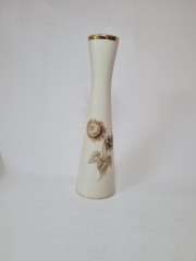 Alka Kunst Ваза с золотым ободком и цветочным рисунком в коричневых тонах, 25см, Германия, 1960-70гг.