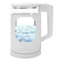 Mutoy Mutoy Wasserkocher Glas Wasserkocher, Fensterglas-Doppelwand Design, LED Innenbeleuchtung, 2,3 l, 1500,00 W, BPA-frei, Uberhitzungsschutz, Trockenkochschutz Grun Чайник Mutoy, стеклянный чайник, конструкция с двойными стенками из оконного стекла, св