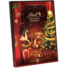 Lindt Weihnachts-Tradition Adventskalender 2025 Адвент календарь, 24 сладких сюрприза, 36см х 48см, 253 грамма