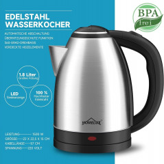 HOMELUX HOMELUX Wasserkocher Edelstahl 1.8l, 1500w Electric Kettle Mit Filter, Kessel Bpa-Frei, 1.8 l, 1500,00 W, Abschaltautomatik, Ideal FuR Tee, Kaffee, Babynahrung  Чайник HOMELUX нержавеющая сталь 1,8л, 1500Вт, электрочайник с фильтром, чайник без BP