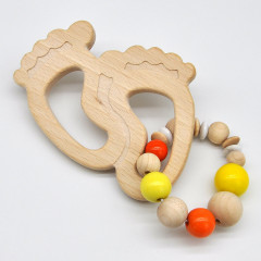 glucksWunder Holz Greifling Beissring Babyfusschen mit Geschenkverpackung Деревянное кольцо для прорезывания зубов детские ножки с подарочной коробкой