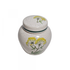 Баночка винтажная Herr Fayence "Любисток" с крышкой, кракелюр, фарфор, 9.5 см, Германия, 1970-80гг.