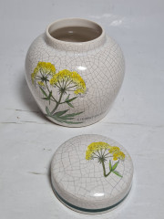 Баночка винтажная Herr Fayence "Любисток" с крышкой, кракелюр, фарфор, 9.5 см, Германия, 1970-80гг.