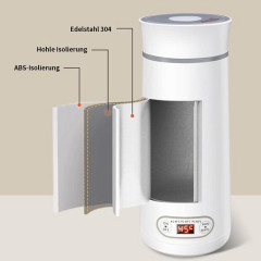 Yoyaxi Yoyaxi Reise-Wasserkocher Tragbarer Reise-Wasserkocher aus Edelstahl mit beheiztem Becher,350 ml, Drei Temperaturmodi, schnelles Aufheizen und Warmeerhaltung  Дорожный чайник Yoyaxi Портативный дорожный чайник из нержавеющей стали с чашкой с подогр