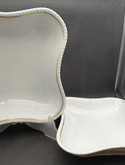 Тарелки сервировочные винтажные Fraureuth, 2 шт., квадратной формы, фарфор, 22 х 22 см, 20 х 20 см, Германия, 1970-80гг.