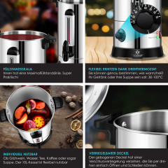 KESSER KESSER Heisswasserspender, Gluhweinkessel 10L Edelstahl Inkl. 10x Becher Gluhweinkocher kupfer Диспенсер для горячей воды KESSER, чайник для глинтвейна, 10 л, нержавеющая сталь, включая 10 чашек для глинтвейна