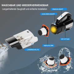 Mutoy Mutoy Akku-Handstaubsauger Akku-Handstaubsauger,10000Pa Handstaubsauger,Kabellos Autostaubsauger, mit wiederaufladbarer 2000mAh Batterie und Hepa-Filter, 3x2000mAh wiederaufladbare,Nass/Trocken,mit Waschbar HEPA-Filter Беспроводной ручной пылесос M