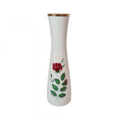 Ваза винтажная Z&amp;Co Tirschenreuth Bavaria с красной розой, фарфор, 27 см, Германия, 1960-70гг.