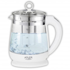 JUNG JUNG Wasserkocher ADLER AD1299 Wasserkocher Glas mit Temperatureinstellung Digital, 1.7 l, 2200 W, Glas mit Edelstahl, LED Beleuchtung  Farbwechsel, 360° Basis Kettle  Чайник JUNG ADLER AD1299, стеклянный чайник с цифровой регулировкой температуры, 1