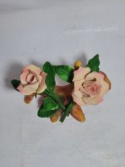 Фигурка винтажная Cesa.R. / Capodimonte By Sarastano, "Две бело-розовые розы на ветке", фарфор, 20 x 13 x 10 см,  Италия, 1960-1970гг.