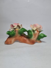 Фигурка винтажная Cesa.R. / Capodimonte By Sarastano, "Две бело-розовые розы на ветке", фарфор, 20 x 13 x 10 см,  Италия, 1960-1970гг.