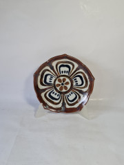 Тарелка винтажная El Palomar, Guadalajara, черно-коричневая керамика, 21 x 3 см, Мексика, 1960-70гг.