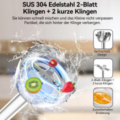 Hikeren Hikeren Stabmixer 600W 5 in 1 Purierstab mit 12 Geschwindigkeiten und Turbomodus  Ручной блендер Hikeren 600 Вт Ручной блендер 5 в 1 с 12 скоростями и турборежимом