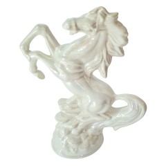 Керамическая статуэтка "Лошадь", белая перламутровая, 26см х 22,5см, Германия, 1970-80гг.