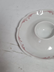 Подставка для яиц винтажная Bavaria, бело-красный декор, фарфор, 12 см, Германия, 1960-70гг.