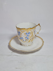 Сервиз кофейный винтажный Silesia, свадебный набор в стиле модерн, фарфор, кофейник, 2 кофейные пары, блюдце, Германия, 1960-70гг.