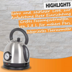 LIVOO LIVOO Wasserkocher Wasserkocher mit Temperaturregelung 1,8 L 1800 W Silbern, 1.8 l Чайник LIVOO Чайник с регулировкой температуры 1,8 л 1800 Вт Серебристый, 1,8 л