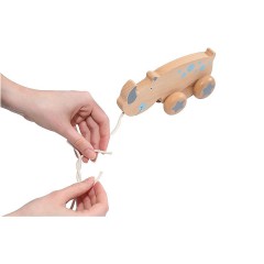 KINDSGUT Holz-Ziehtier Nashorn Nachziehspielzeug Деревянный носорог тянет за собой игрушку