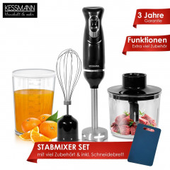 KESSMANN Schafer KESSMANN Schafer Stabmixer Set mit Purierbecher Zerkleinerer Schneebeesen 5Tlg Edelstahl Mixer, 600,00 W, Elektrischer Smoothie Maker Handmixer Ruhrstab Milchshake Blender Набор ручных блендеров KESSMANN Schafer с чашкой Purier, венчик-