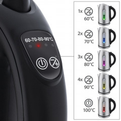 T24 T24 Wasserkocher T24 Wasserkocher 2200W Teekocher Edelstahl 1,7L Kabellos LED, 1,7 l, 2200 W, 360° Schwenksocke  Ergonomischer Griff  LED-Beleuchtung  Temperaturauswahl  Uberhitzungsschutz  Warmhaltefunktion  Чайник T24 Чайник T24 Чайник 2200 Вт, нерж