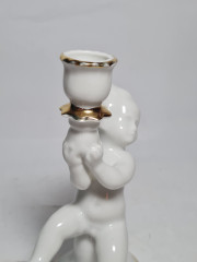 Подсвечник винтажный ARPO, в основании фигурка младенца, фарфор, 17 см, Румыния, 1960-70гг.