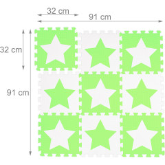 relaxdays 45 x Puzzlematte Sterne weiss-grun 45 x коврик-пазл звезды бело-зеленый