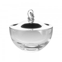 Robbe & Berking Robbe & Berking Tafelgerate 925 Sterling Silber Schale aus Kristallglas mit Silberdeckel und Silberbeschlag d: 14 cm Robbe & Berking tableware Чаша из хрусталя из стерлингового серебра 925 пробы с серебряной крышкой и серебряной фурнит