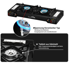 HOMELUX HOMELUX Gaskocher Campingkocher 2 flammig mit Gaskartuschen fur Grill Camper, (0-St), 2 x 2,5KW  Газовая плита HOMELUX походная 2 пламени с газовыми баллончиками для кемпера-гриля, (0 шт.), 2 x 2,5 кВт