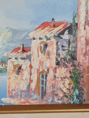 Картина винтажная Im Stil Tessin "Морское побережье", масло, в дерев.раме, 42 х 37 см, Германия, 1980-90гг.