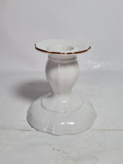 Подсвечник винтажный Seltmann Weiden, белый с золотой каймой, фарфор, 10 x 9 см, Германия, 1960-70гг.