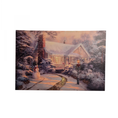 Картина винтажная "Рождественский домик", паспарту, 60 x 40 см, Германия, 1960-1970гг.