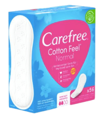 Carefree Slipeinlage Cotton Feel Normal 56 St, Прокладки ежедневные Cotton Normal 56 шт, 2 упаковки (112 шт)