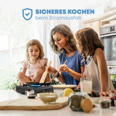 ZMC ZMC Gaskocher 2in1 Campingkocher Grillplatte mit Piezozundung + 4x Gaskartuschen, (Grillplatte Tischgrill Transportkoffer Gasbrenner Gasgrill Kochfeld LPG Anschluss Schwarz Warmeleistung: 2,2KW), Butan Gas 227g Campingkocher Outdoor Camping Gas Kocher