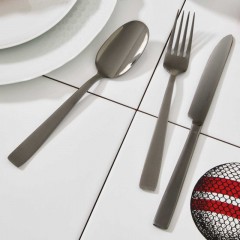 Sambonet Sambonet Flat - Edelstahl / PVD schwarz Besteckset 30-tlg Vollheft / Monoblock Sambonet Flat - набор столовых приборов из нержавеющей стали / PVD черного цвета, 30 предметов с полной ручкой / моноблок