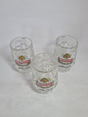 Немецкие пивные кружки винтажные Bellheimer /Siber Pils, стекло, 3 шт., 0.2 л, 12.5 см, Германия, 1970-80гг.