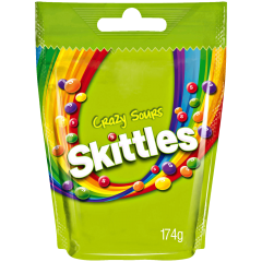 Skittles Crazy Sours Жевательная резинка с кисло сладким фруктовым вкусом 136г