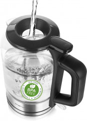 Emerio Emerio Wasserkocher EMERIO WK-122574 Wasserkocher schnurlos, BPA-frei Silber, Schwarz, 1.50 l, 2200 W Чайник Emerio EMERIO WK-122574 Беспроводной чайник, без BPA серебристый, черный, 1,50 л, 2200 Вт