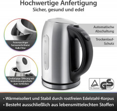 JUNG JUNG Wasserkocher CAMRY CR1253, Wasserkocher mit Temperatureinstellung 60-90°C Digital, 1.7 l, 2200 W, Glas mit Edelstahl, LED Innenbeleuchtung  LCD Display, 360° Basis  Чайник JUNG CAMRY CR1253, чайник с регулировкой температуры 60-90°C, цифровой, 1