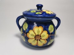 French Pot, Французский Керамический винтажный Горшок с желтыми цветами, 12см, 1970-80гг.