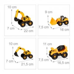 relaxdays Baustellenfahrzeuge Kinder 6-tlg. Set Строительные машины детские 6 шт. установлен